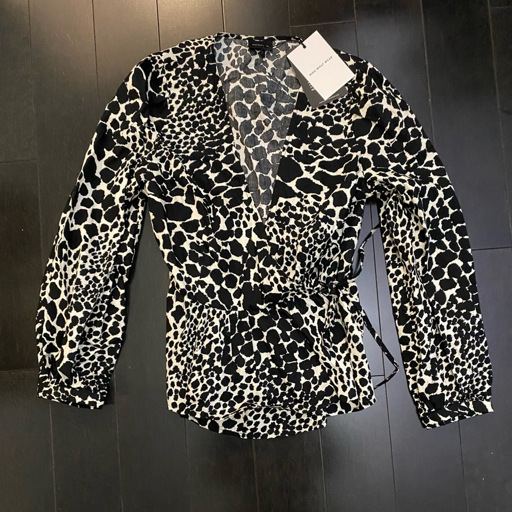 Leopard Print Tie Blouse NWT